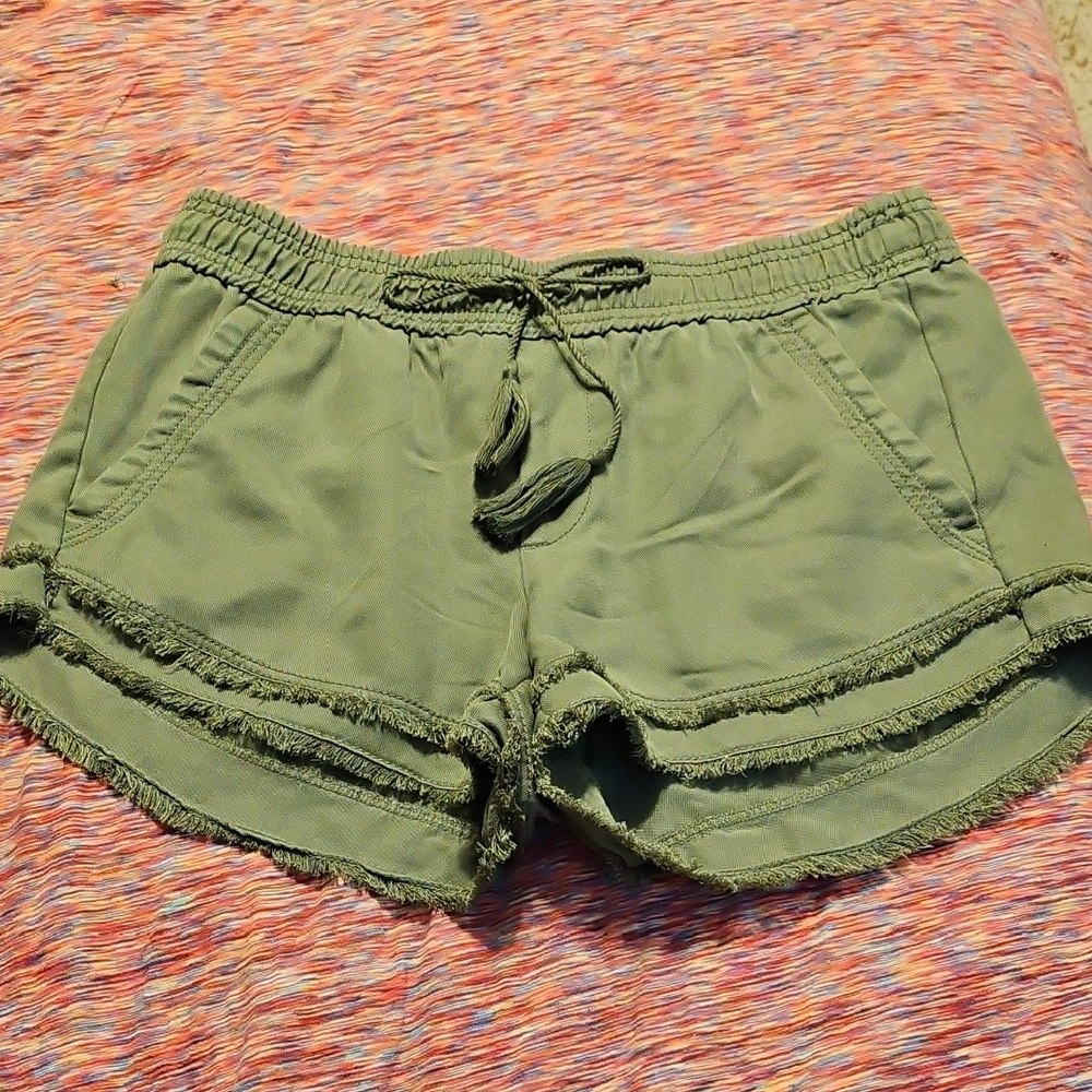 LOFT Olive Green Women's Lyocel Shorts - Picture 2 of 10